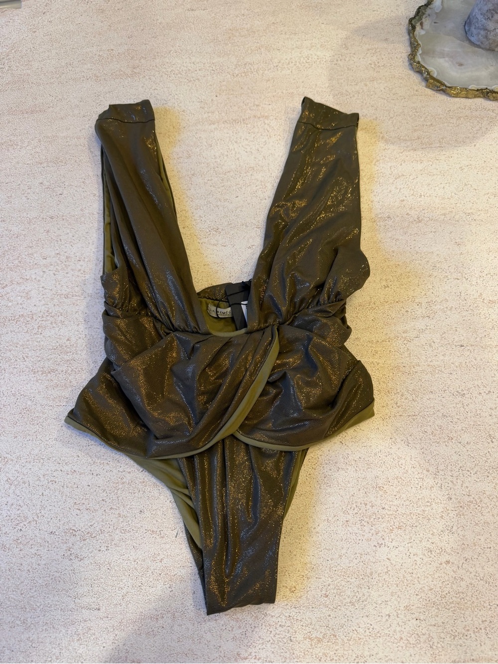 La Reveche Shimmer Bronze One-Piece Swimsuit, Size Small